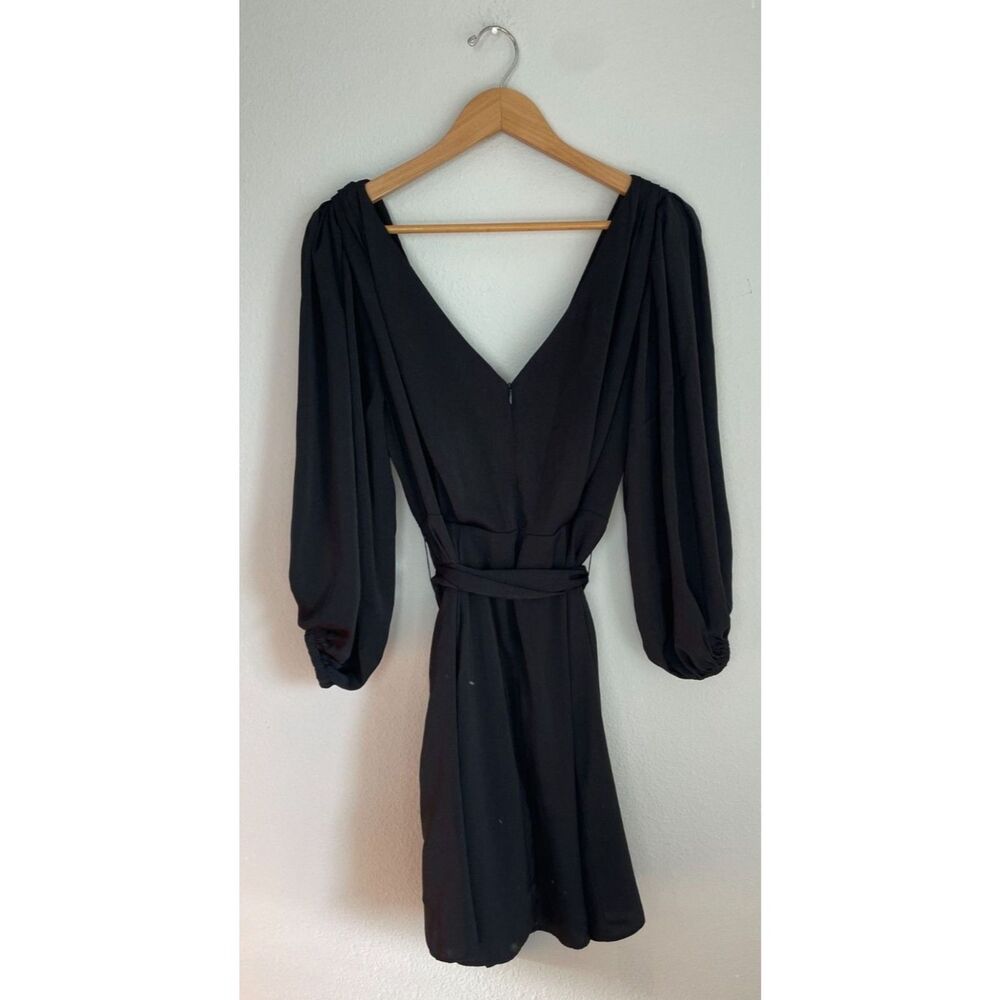 Banana Republic Black V Neck Faux Wrap Midi Dress With Belt Size 12 - Picture 3 of 5